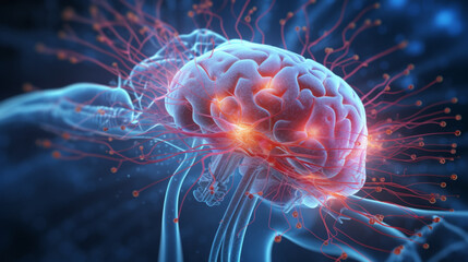 人間の脳のクローズアップGenerativeAI