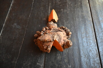Elephant foot yam. It is a tropical tuber crop grown primarily in Africa, South Asia. Its other...