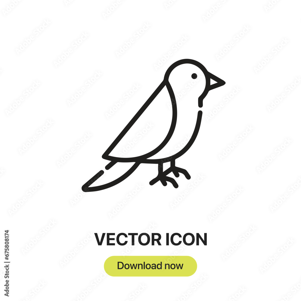 Poster Bird icon vector. Linear-style sign for mobile concept and web design. Bird symbol illustration. Pixel vector graphics - Vector.