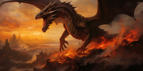 Unleashing Magic in the Sky: A Majestic Dragon in a Stunning Display of Fantasy Art and Wallpapers.