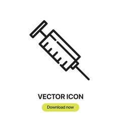 Syringe icon vector. Linear-style sign for mobile concept and web design. Syringe symbol illustration. Pixel vector graphics - Vector.