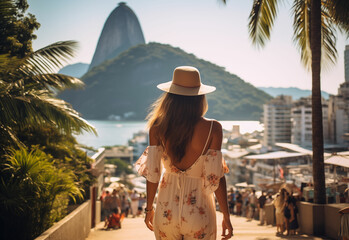 Solo Female Traveller Enjoying Casual Holiday in Sunny Rio De Janeiro