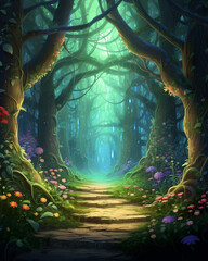 A beautiful fairytale enchanted forest - obrazy, fototapety, plakaty