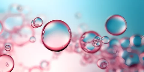 Poster Background of amorphous molecular structures ,Cosmetic essence liquid bubbles molecules antioxidant of liquid bubble wallpaper with generative ai   © Hadi