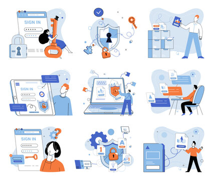 Information security vector illustration. Protecting confidential data is essential to prevent identity theft and other malicious activities Safeguarding personal information is shared responsibility