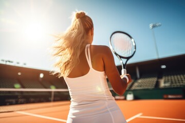 Active woman playing tennis, white background . AI Generated
