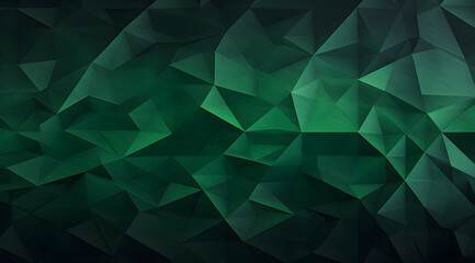 Abstract background with emerald green geometric triangles, giving a 3D effect.