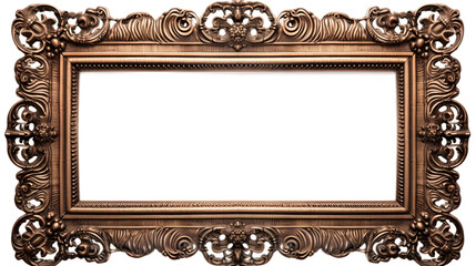 Stunning Ornate Picture Frame with Intricated Isolated on Transparent Background PNG.