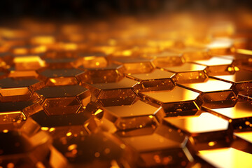 Fototapeta premium Golden hexagons Polygonal mosaic surface