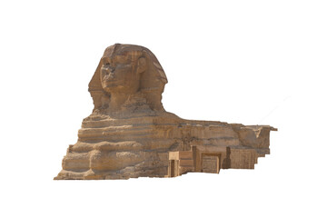 egyptian sphinx in the necropolis of Giza on transparent background ready to place in your design