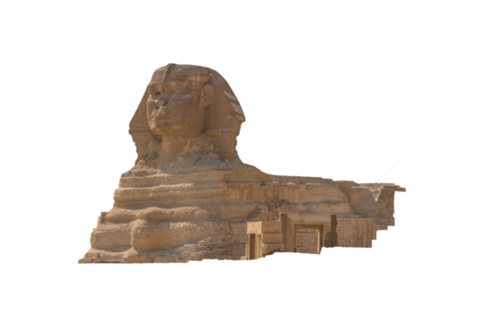 egyptian sphinx in the necropolis of Giza on transparent background ready to place in your design