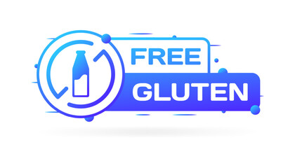Free gluten sign. Flat, blue, bottle icon, free gluten sign. Vector icon