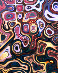 Abstract liquid space pattern art with circles and waves