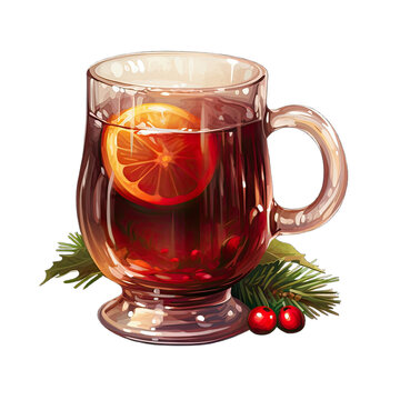 Glass of Christmas drink with berries and citrus fruit for festive holidays