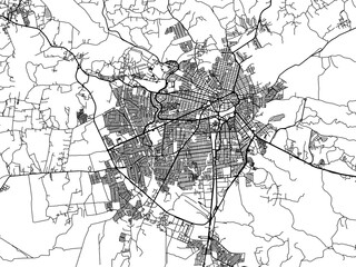 Fototapeta premium Vector road map of the city of Campina Grande in Brazil with black roads on a white background.