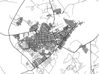 Vector road map of the city of Boa Vista in Brazil with black roads on a white background.