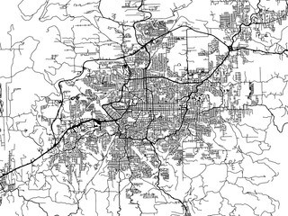 Vector road map of the city of Caxias do Sul in Brazil with black roads on a white background.