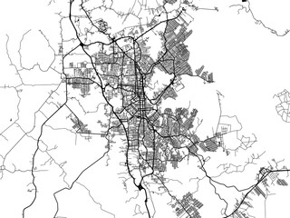 Vector road map of the city of Joinville in Brazil with black roads on a white background.