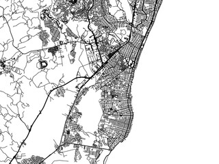 Vector road map of the city of Jaboatao in Brazil with black roads on a white background.