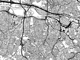 Vector road map of the city of Osasco in Brazil with black roads on a white background.