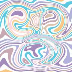 ABSTRACT ILLUSTRATION MARBLED TEXTURE LIQUIFY PSYCHEDELIC PASTEL SOFT COLORFUL DESIGN. OPTICAL ILLUSION BACKGROUND VECTOR DESIGN