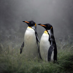 Fototapeta premium two penguins on the rock