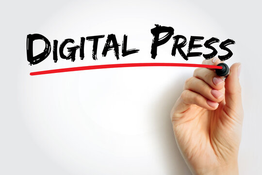 Digital Press - method of printing from a digital-based image directly to a variety of media, text concept background
