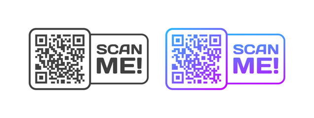 Scan me icons. Different styles, qr-code icons, scan me signs. Vector icons - obrazy, fototapety, plakaty