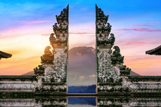 Temple gates at Lempuyang Luhur temple in Bali, Indonesia.