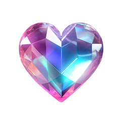 Happy Valentine's Day 3D glass heart shape icon in Y2K style. Design for greeting cards, posters, banners, flyers, invitations to parties, and social media templates. Generative AI.