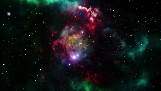 flight in the slightly glowing nebula 4k video background