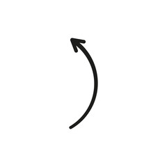 Semi circle arrow. Semicircular rounded curved geometric thin long arrow. 