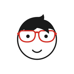 A child's head with glasses. Simple minimal vector.