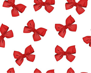red bow rbbon vector design seamless repeating - obrazy, fototapety, plakaty
