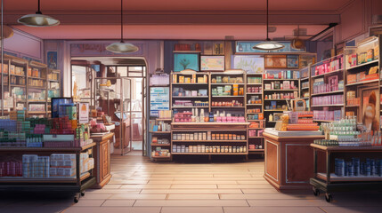 Fototapeta premium “Cosmetic Store: Beauty and Skincare Products”