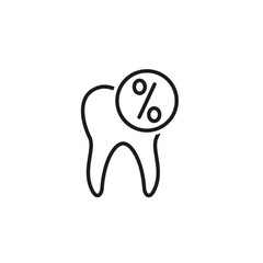 Human tooth icon with percent symbol.