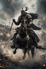 Naklejka premium knight on horseback