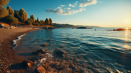 sunset on the beach HD 8K wallpaper Stock Photographic Image 