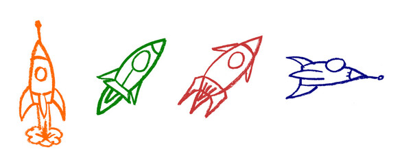 Crayon Rocket Drawing - obrazy, fototapety, plakaty