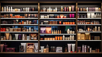 Showcase of Diverse Cosmetics in a Retail Store