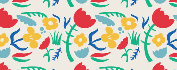 Vector abstract flower colorful seamless pattern background