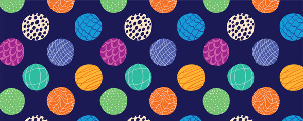 Vector circle polka dot colorful seamless pattern background