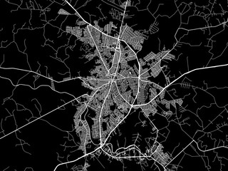 Vector road map of the city of Anapolis in Brazil with white roads on a black background.
