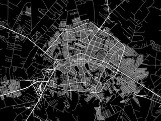 Vector road map of the city of Maringa in Brazil with white roads on a black background.