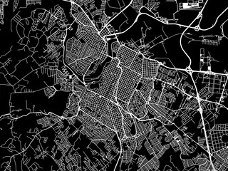 Vector road map of the city of Piracicaba in Brazil with white roads on a black background.