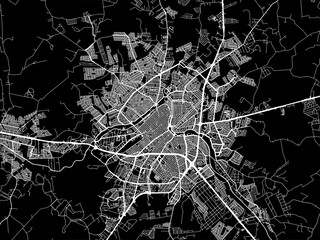 Vector road map of the city of Sao Jose do Rio Preto in Brazil with white roads on a black background.