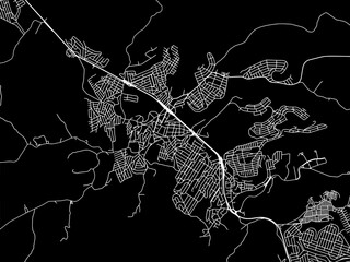 Vector road map of the city of Serra in Brazil with white roads on a black background.