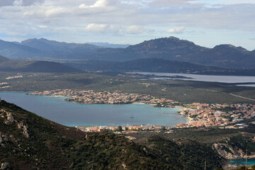 Fototapeta na wymiar Panorama di Golfo Aranci da Capo Figari