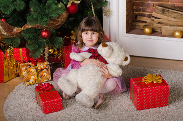 girl with christmas presents
