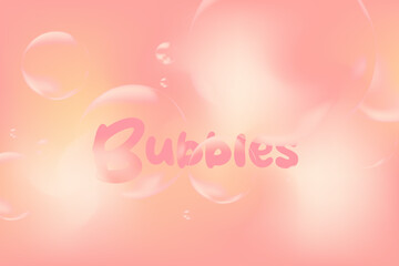 Pink flowing bubbles background. Collagen bubbles. Fizzy sparkles. Bubble gum. Floating pink spheres 3d rendering backdrop. Great for cosmetics, beauty design projects